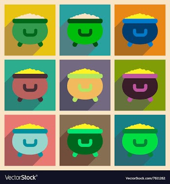 Concept of flat icons with long shadow cauldron vector image