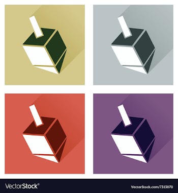 Concept of flat icons with long shadow Chanukah vector image