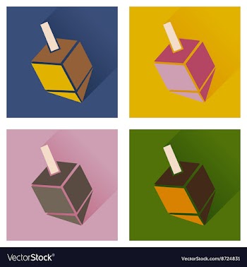 Concept of flat icons with long shadow Chanukah vector image