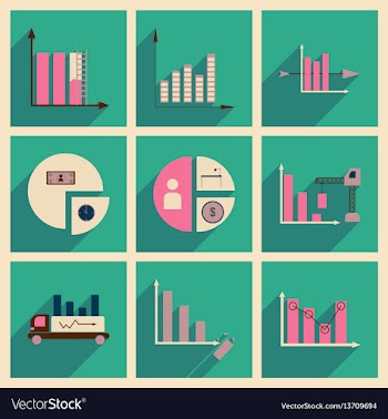 Concept of flat icons with long shadow chart vector image