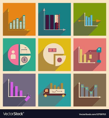 Concept of flat icons with long shadow chart vector image