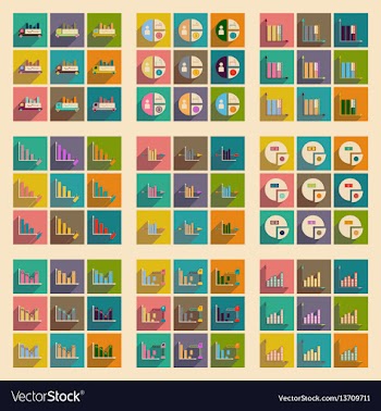 Concept of flat icons with long shadow chart vector image