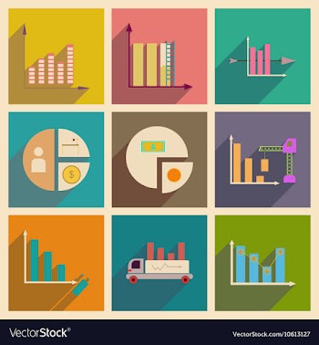 Concept of flat icons with long shadow charts vector image