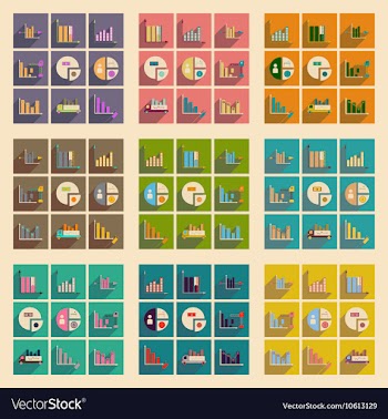 Concept of flat icons with long shadow charts vector image