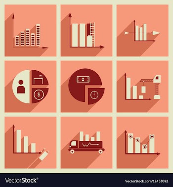 Concept of flat icons with long shadow charts vector image