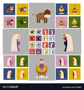 Concept of flat icons with long shadow Christmas vector image