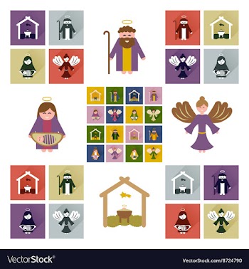Concept of flat icons with long shadow Christmas vector image