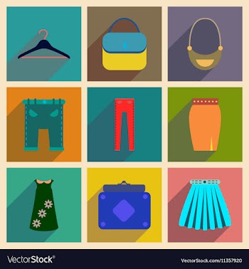 Concept of flat icons with long shadow clothes vector image
