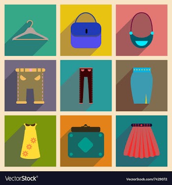 Concept of flat icons with long shadow clothes vector image