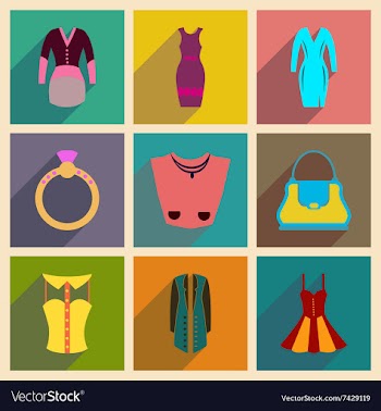 Concept of flat icons with long shadow clothes vector image