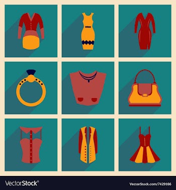 Concept of flat icons with long shadow clothes vector image