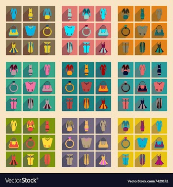 Concept of flat icons with long shadow clothes vector image