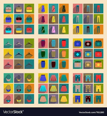 Concept of flat icons with long shadow clothes vector image