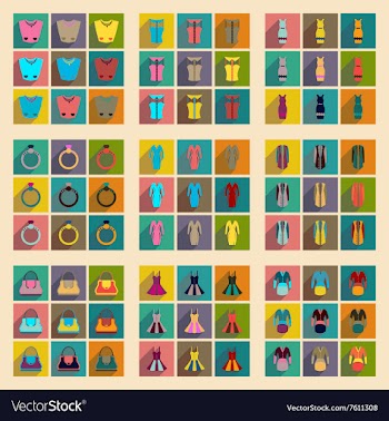 Concept of flat icons with long shadow clothes vector image