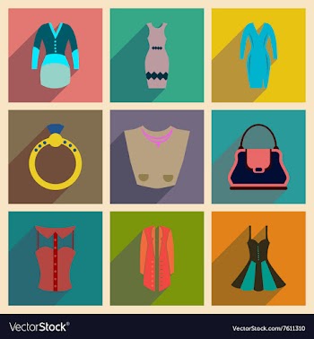 Concept of flat icons with long shadow clothes vector image