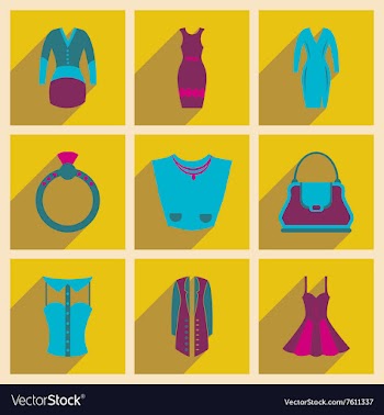Concept of flat icons with long shadow clothes vector image