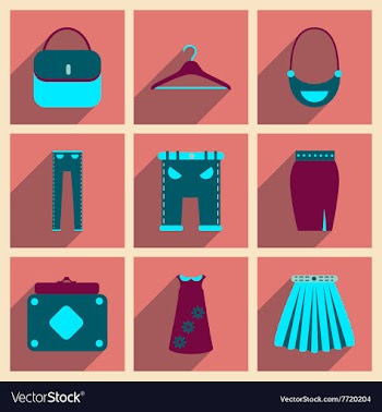 Concept of flat icons with long shadow clothes vector image