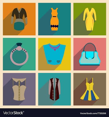 Concept of flat icons with long shadow clothes vector image