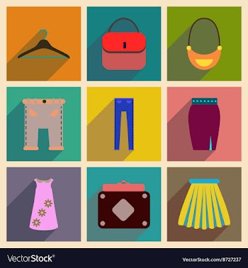 Concept of flat icons with long shadow clothes vector image