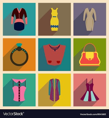 Concept of flat icons with long shadow clothes vector image