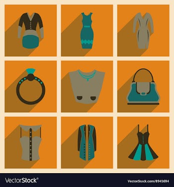 Concept of flat icons with long shadow clothes vector image
