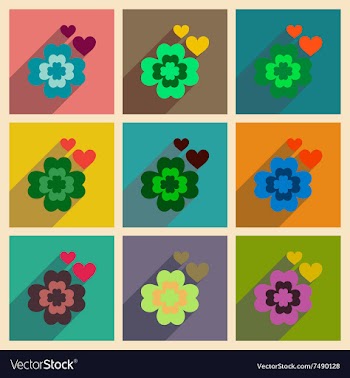 Concept of flat icons with long shadow clover vector image