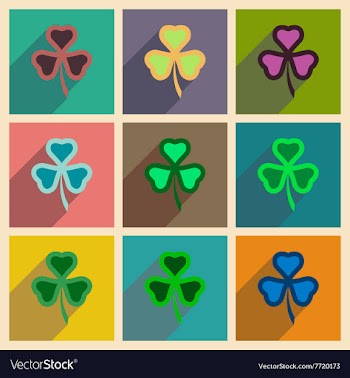 Concept of flat icons with long shadow clover vector image