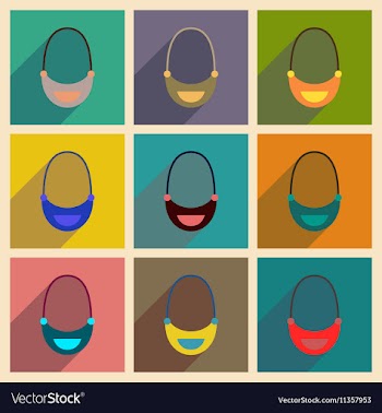 Concept of flat icons with long shadow clutch bag vector image
