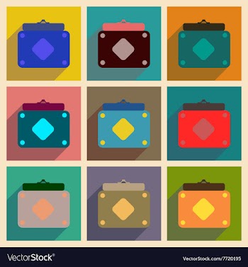 Concept of flat icons with long shadow clutch bag vector image