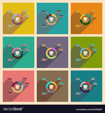 Concept of flat icons with long shadow coffee vector image