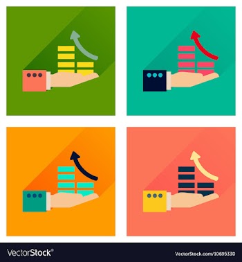 Concept of flat icons with long shadow coin hand vector image