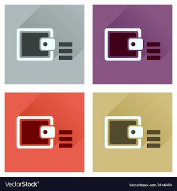 Concept of flat icons with long shadow coin purse vector image