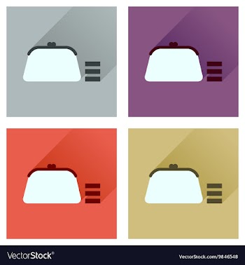 Concept of flat icons with long shadow coin purse vector image