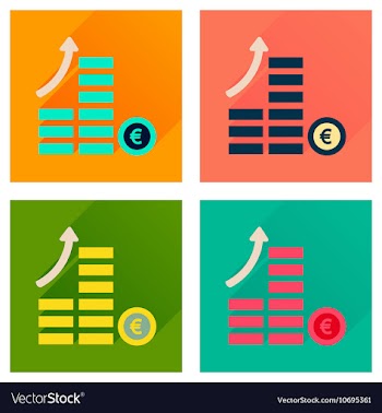 Concept of flat icons with long shadow coins graph vector image