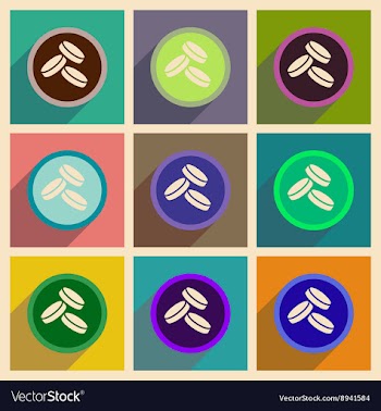 Concept of flat icons with long shadow coins vector image