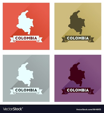 Concept of flat icons with long shadow Columbia vector image