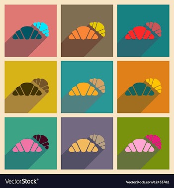 Concept of flat icons with long shadow croissants vector image
