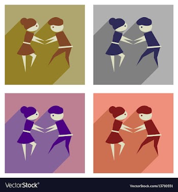 Concept of flat icons with long shadow dancers vector image