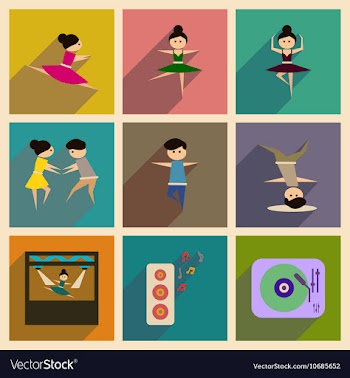 Concept of flat icons with long shadow dancing vector image