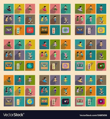 Concept of flat icons with long shadow dancing vector image