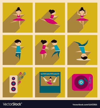 Concept of flat icons with long shadow dancing vector image