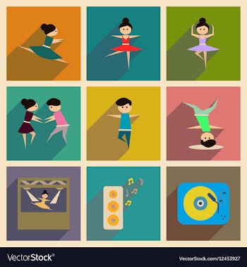 Concept of flat icons with long shadow dancing vector image