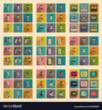 Concept of flat icons with long shadow dancing vector image