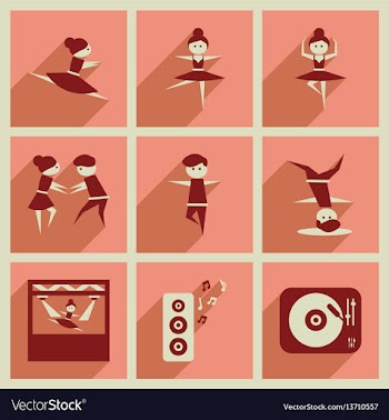 Concept of flat icons with long shadow dancing vector image