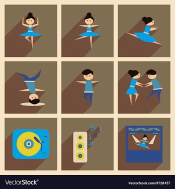 Concept of flat icons with long shadow dancing vector image