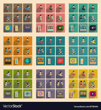 Concept of flat icons with long shadow dancing vector image