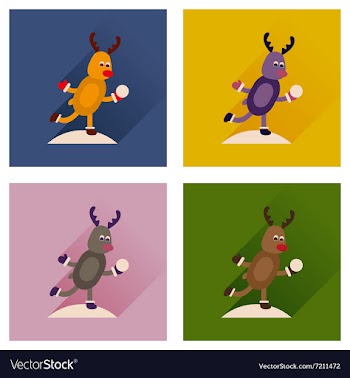 Concept of flat icons with long shadow Deer snow vector image