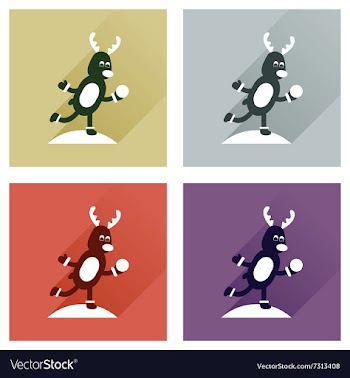 Concept of flat icons with long shadow Deer snow vector image
