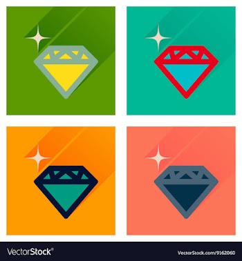 Concept of flat icons with long shadow diamond vector image