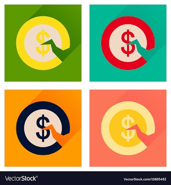 Concept of flat icons with long shadow dollar cent vector image
